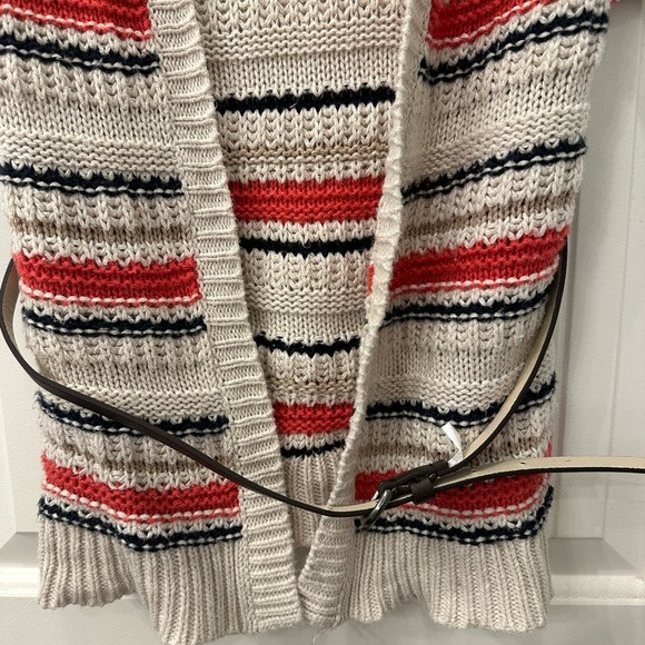 Hollister Women's Open-Front Belted Cardigan - Red, Black, Cream Y2K Fashion - Picture 4 of 5